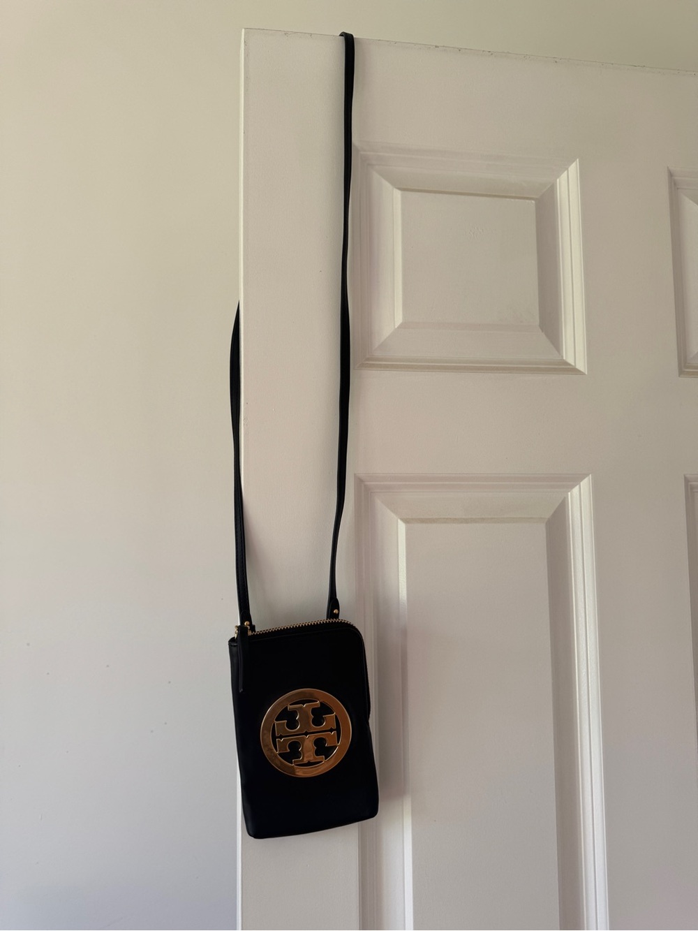 Tory Burch Black Crossbody Clutch with Gold Logo